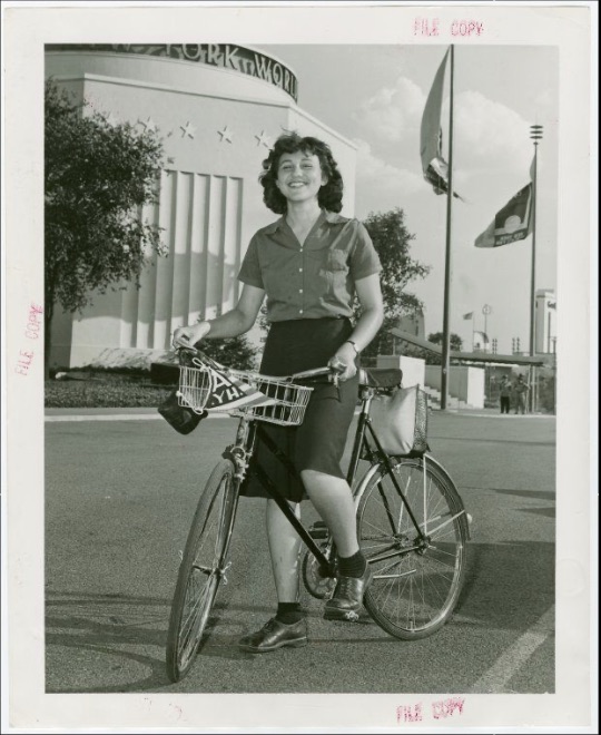 Transportation to Fair - Woman on bicycle