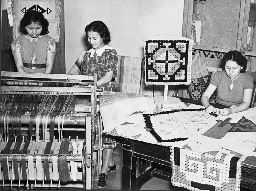 Women Weaving on Looms