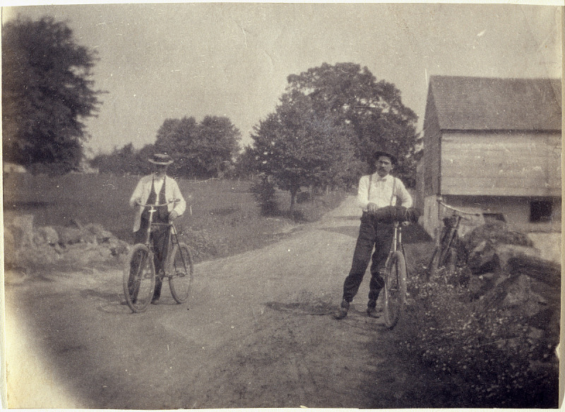Samuel Murray and Benjamin Eakins on Bicycles